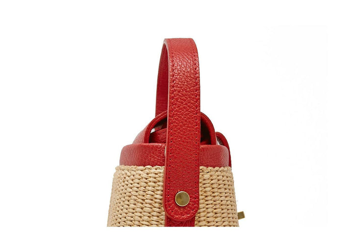GENUINE ITALIAN LEATHER + RATTAN TOP HANDLE BAG