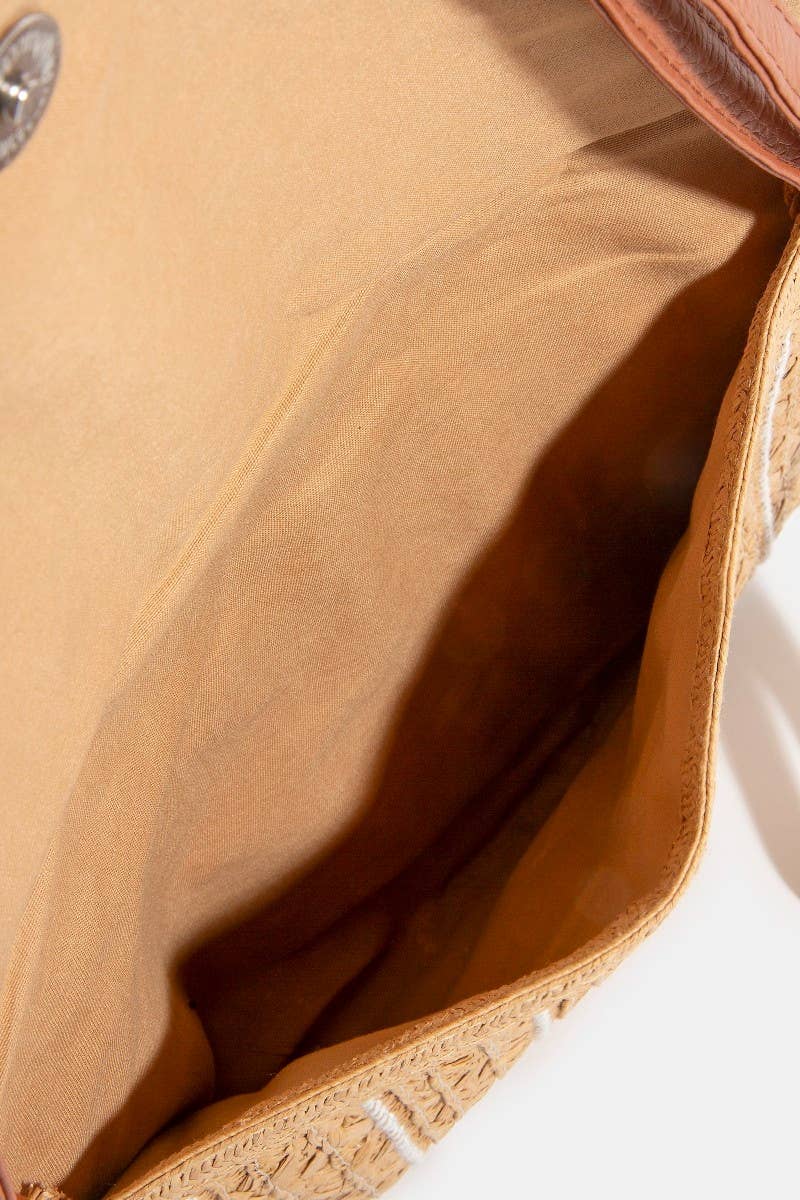STITCHED STRAW ENVELOPE CLUTCH
