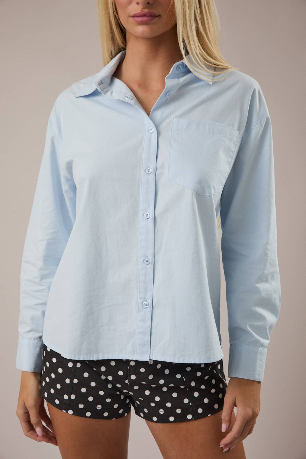 COTTON BUTTON DOWN SHIRT - BLUE