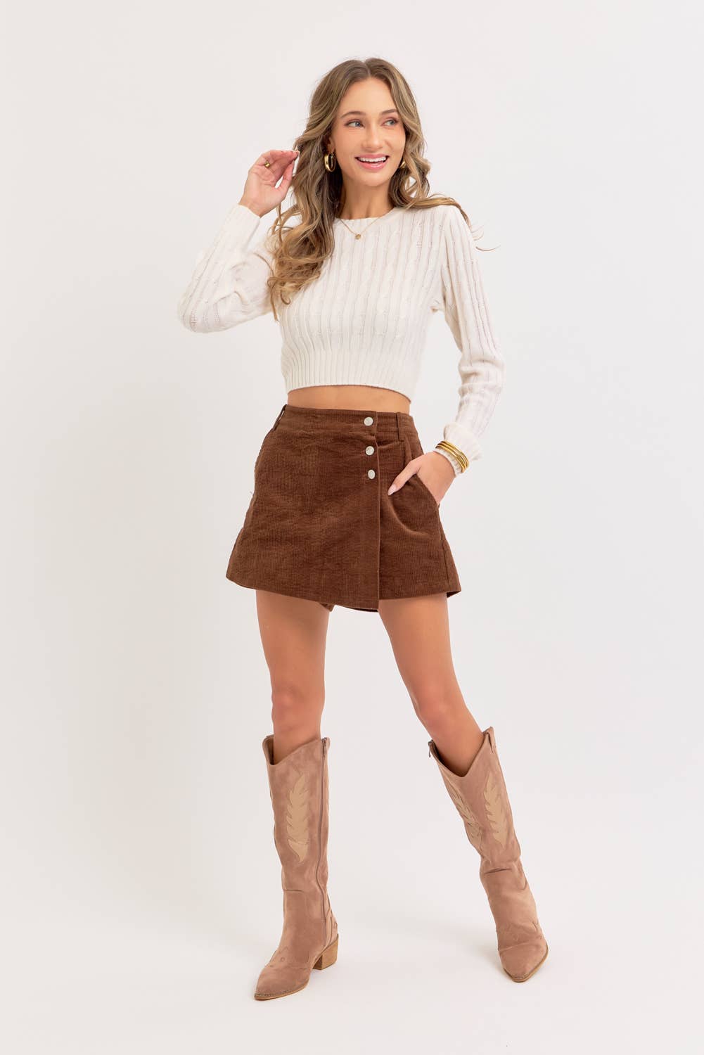 CORDUROY SKORT - BROWN