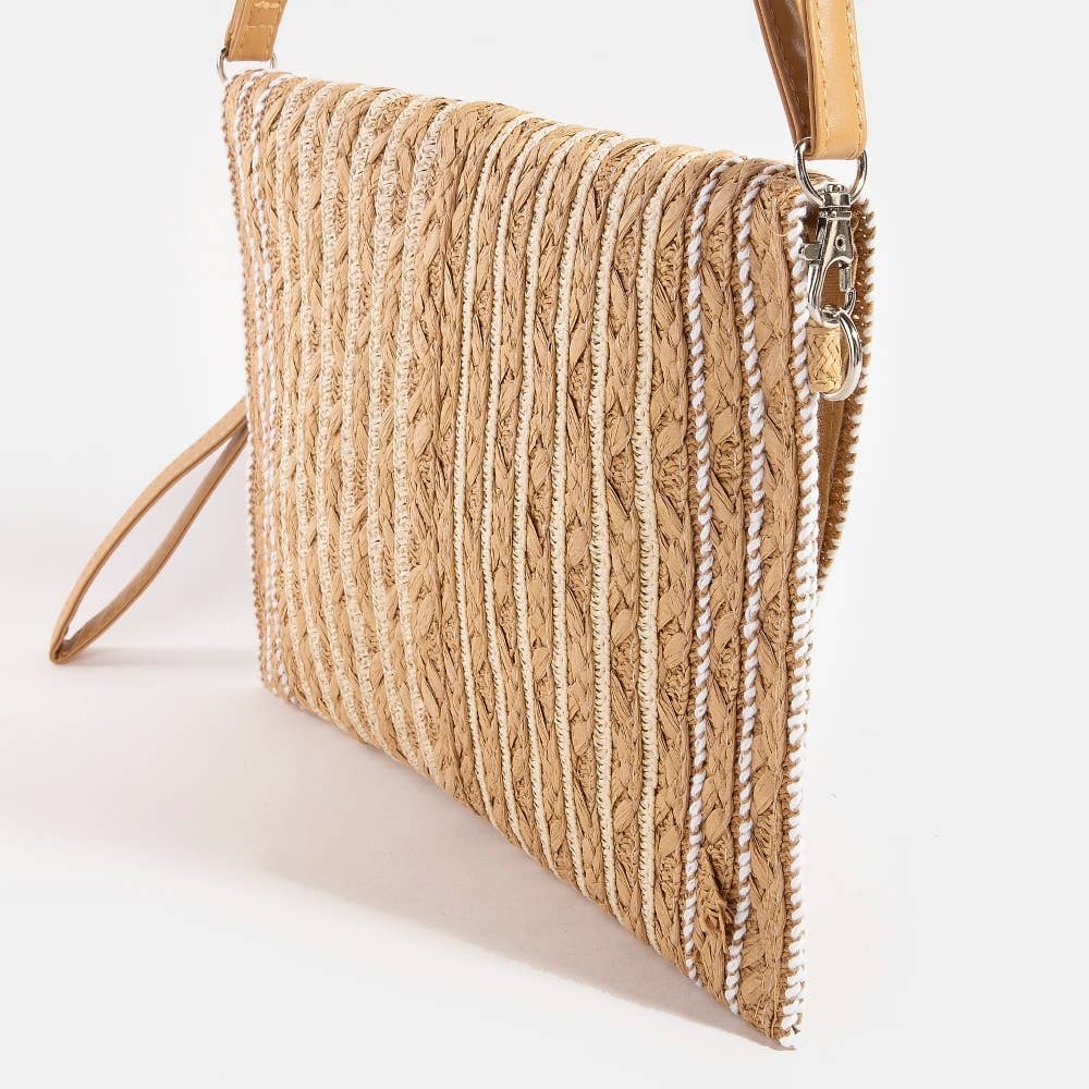 BRAIDED ENVELOPE STRAW CLUTCH