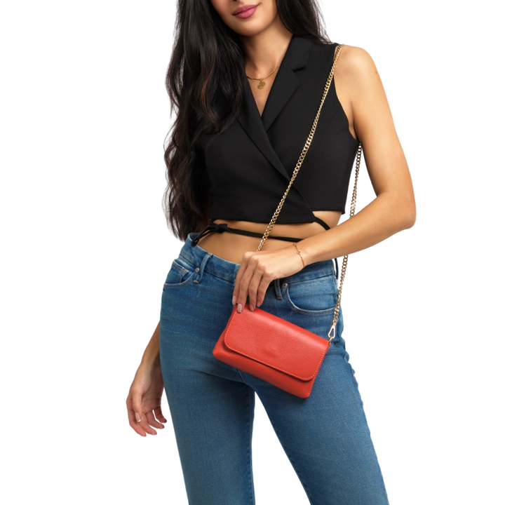 GENUINE ITALIAN LEATHER CROSSBODY CLUTCH