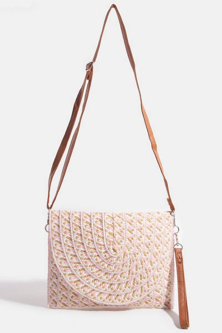STRAW CLUTCH ENVELOPE BAG - PINK