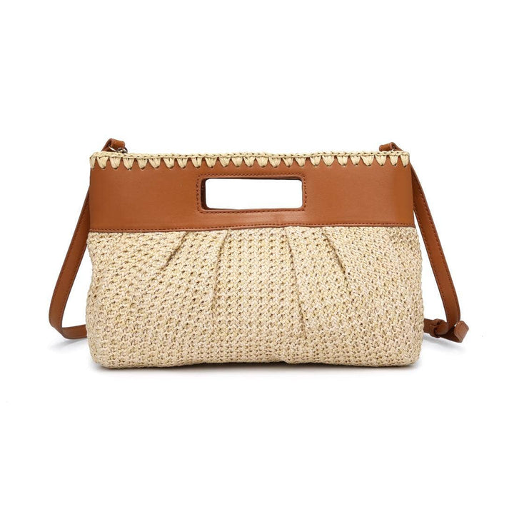 VALENTINA WOVEN + VEGAN LEATHER CROSSBODY - TAN + CAMEL