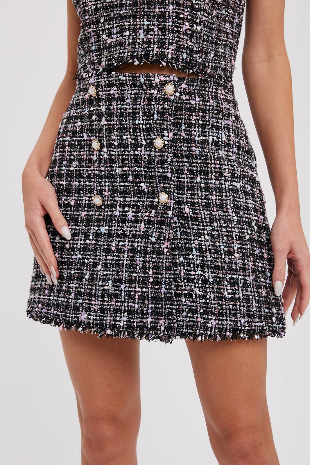 TWEED MINI SKIRT - BLACK