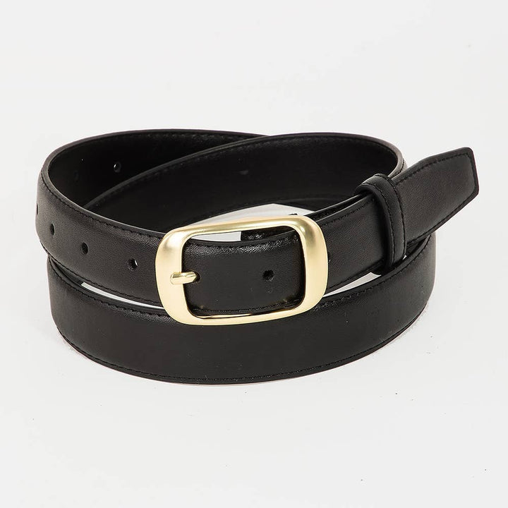 RECTANGLE BUCKLE LEATHER BELT