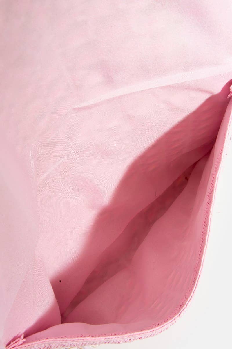 STRAW CLUTCH ENVELOPE BAG - PINK