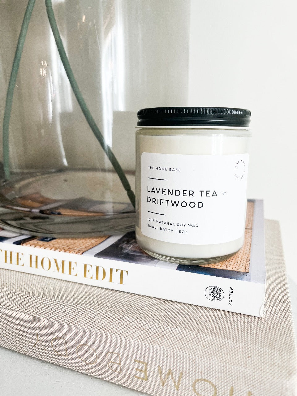 THE HOME BASE 8OZ JAR CANDLE - LAVENDER TEA + DRIFTWOOD