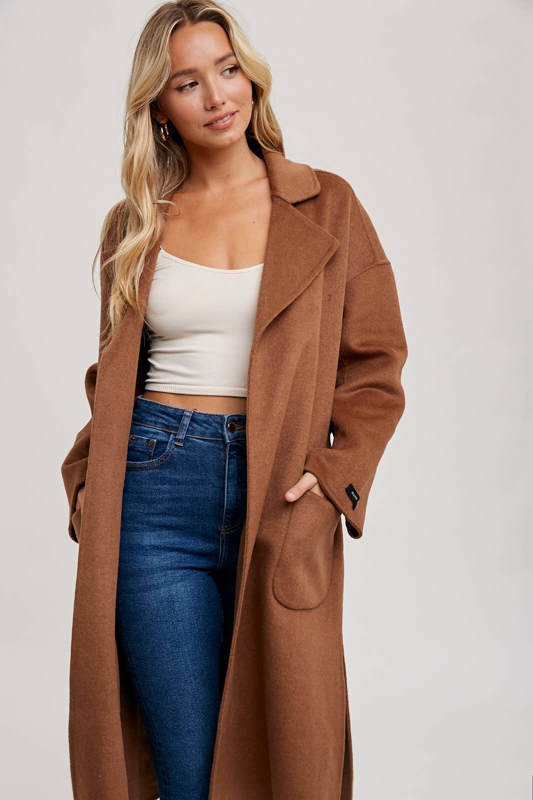 HANDMADE BELTED LONGLINE COAT - CAMEL