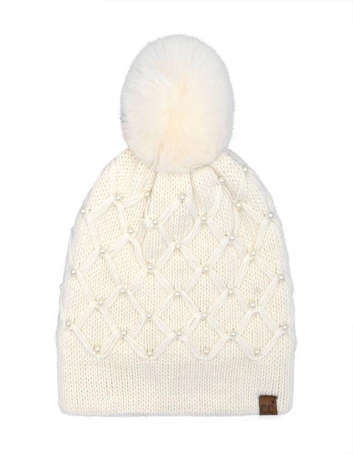 PEARL + POM BEANIE - IVORY