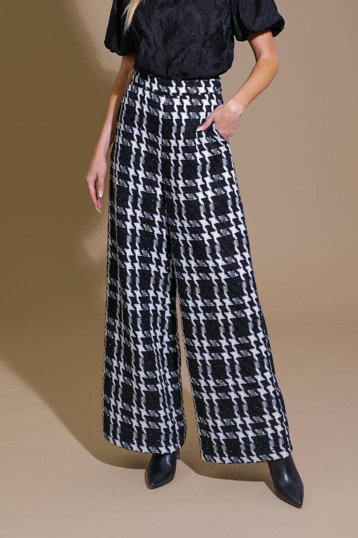 WOVEN TWEED PANTS - BLACK + WHITE