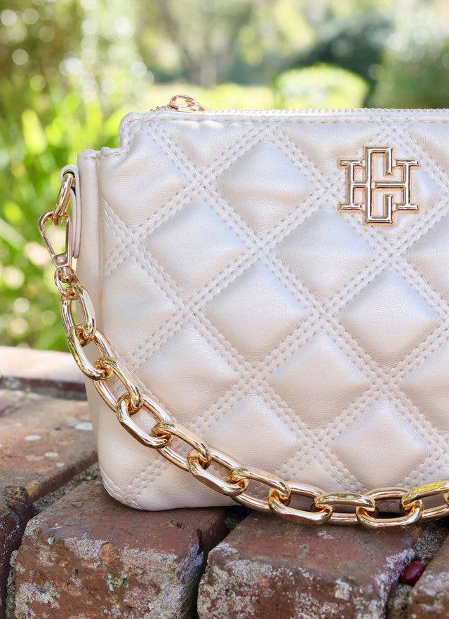 JACE QUILTED VEGAN CROSSBODY - PEARL