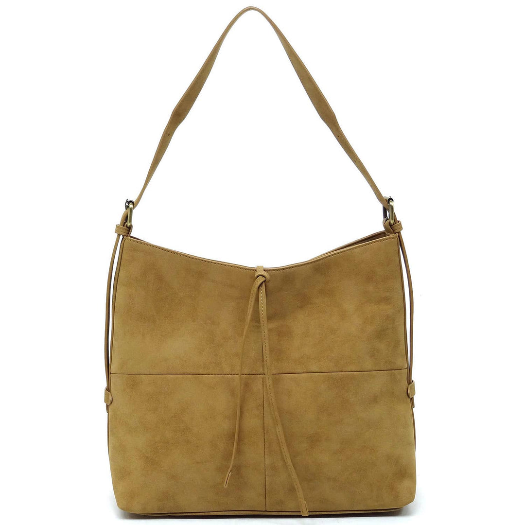 VEGAN SUEDE HOBO SHOULDER BAG - MOCHA