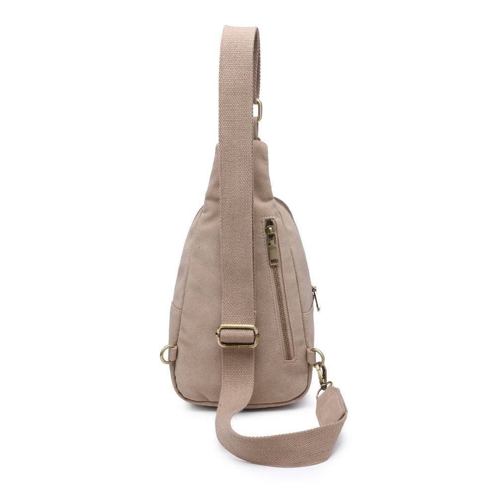 REGINA STUDDED VEGAN LEATHER SLING BACKPACK