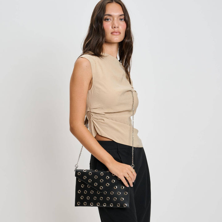 RAMONA GROMET CROSSBODY BAG - BLACK