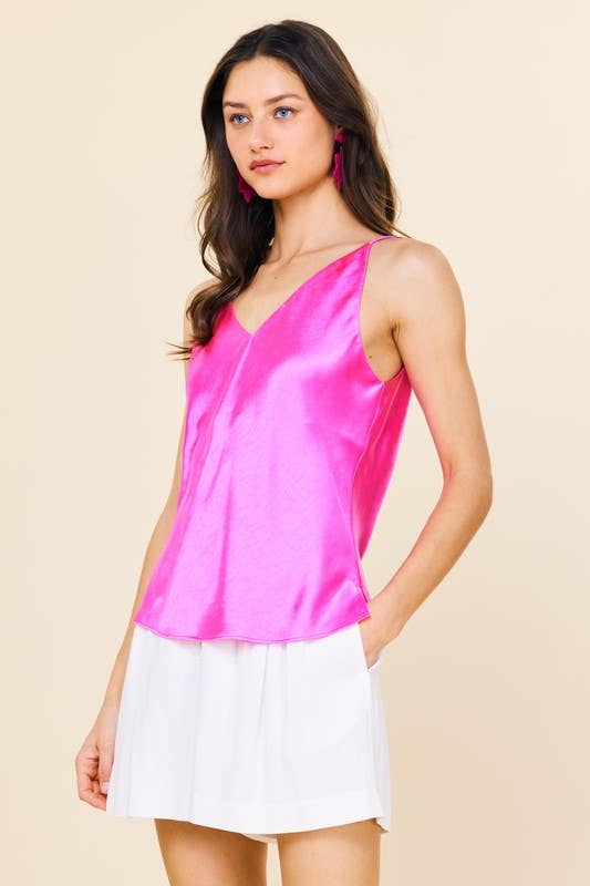 SATIN CAMI TOP - PEONY