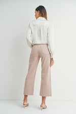 CROPPED WIDE LEG TWILL JUST USA JEANS - CLAY