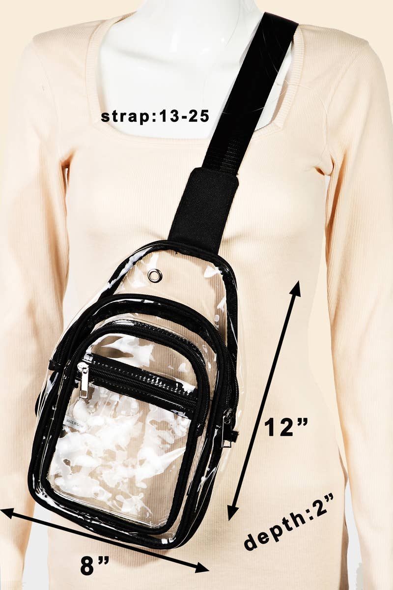 TRANSPARENT SLING BAG - BLACK