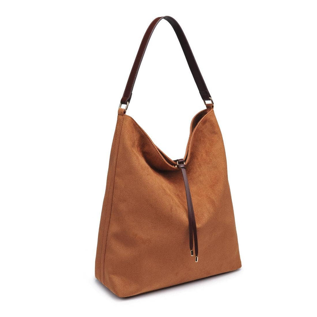 FELICITY HOBO VEGAN SUEDE BUCKET BAG - COGNAC