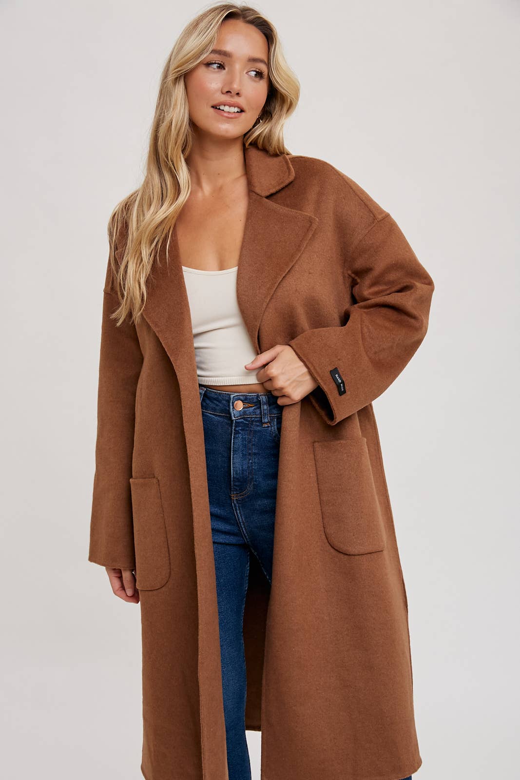 HANDMADE BELTED LONGLINE COAT - CAMEL