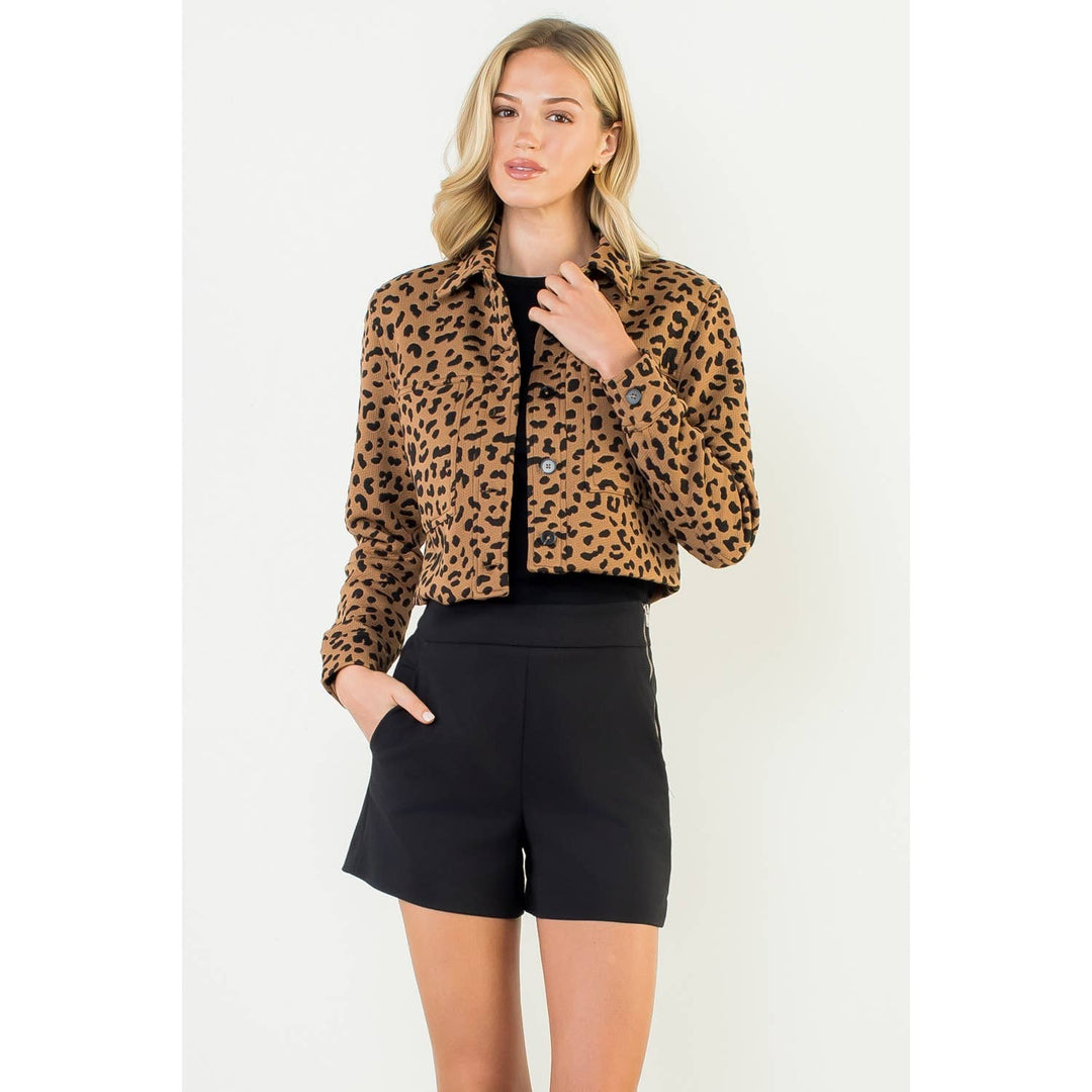 Cheetah Print Cropped Jacket