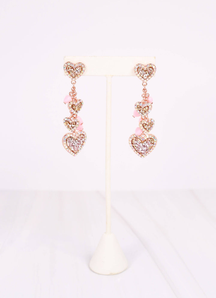 DATE NIGHT HEART DANGLE EARRINGS - LIGHT PINK