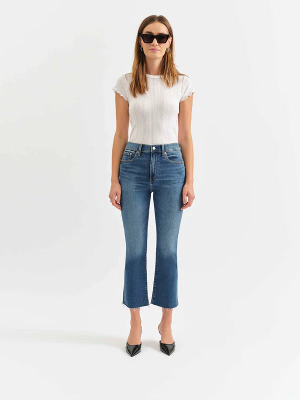 SHY GIRL HIGH RISE CROP FLARE JEANS - INFLUENCER