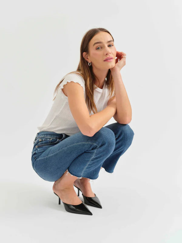 SHY GIRL HIGH RISE CROP FLARE JEANS - INFLUENCER