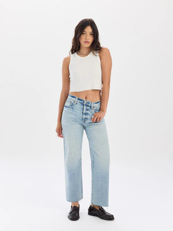 PLEASER HIGH RISE WIDE ANKLE JEANS - MIRACLE