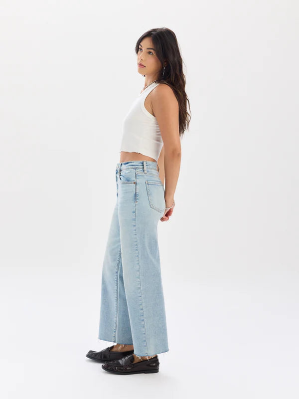 PLEASER HIGH RISE WIDE ANKLE JEANS - MIRACLE