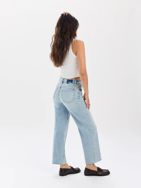 PLEASER HIGH RISE WIDE ANKLE JEANS - MIRACLE