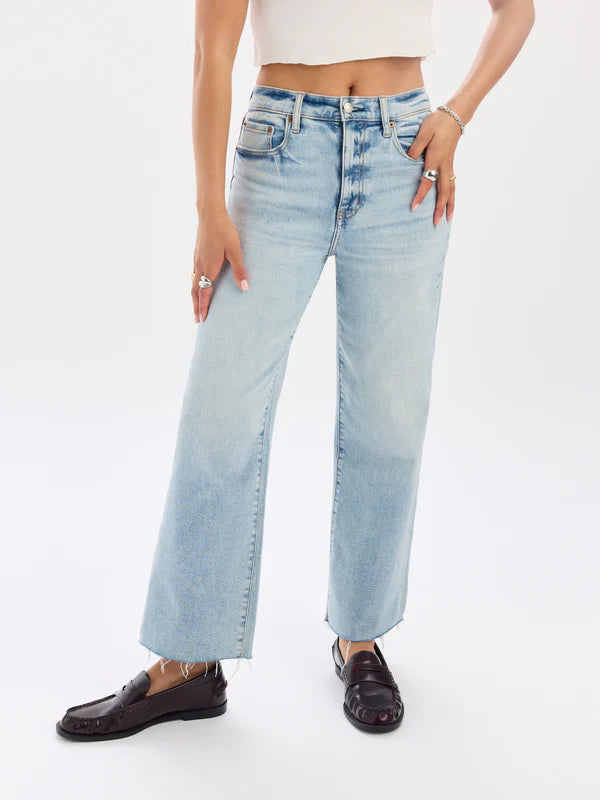 PLEASER HIGH RISE WIDE ANKLE JEANS - MIRACLE