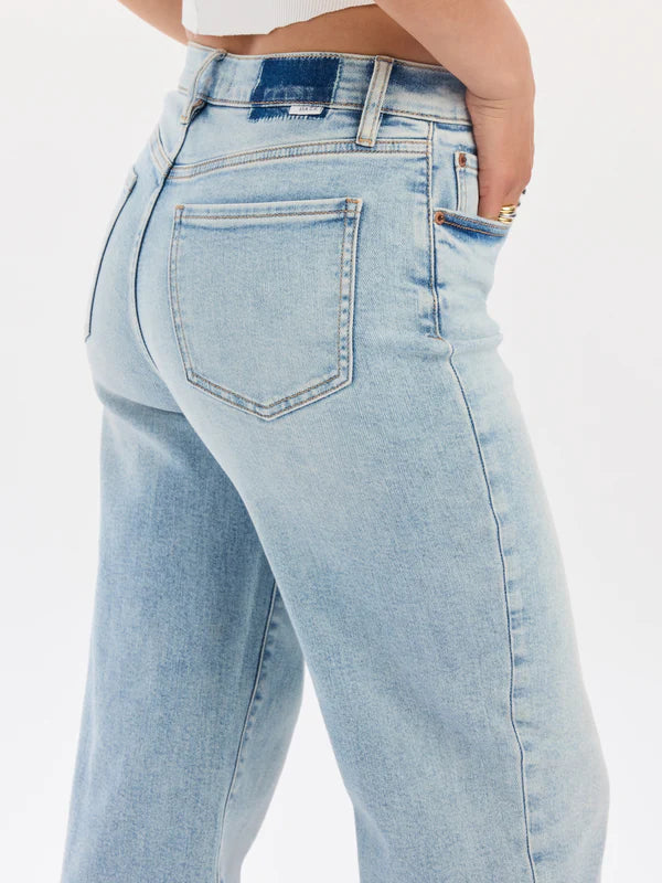 PLEASER HIGH RISE WIDE ANKLE JEANS - MIRACLE
