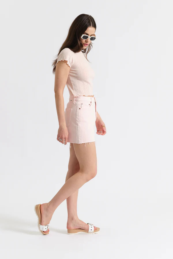MALIBU MINI MID WAIST MINI SKIRT - THINK PINK
