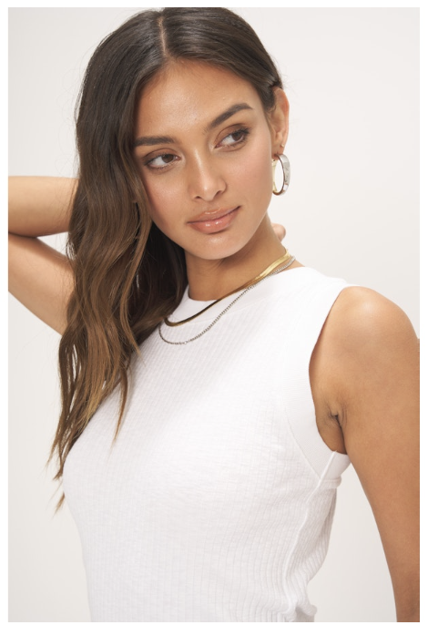 PLAYER RACERBACK RIBBED TANK - WHITE