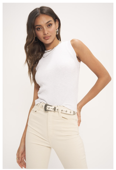 PLAYER RACERBACK RIBBED TANK - WHITE