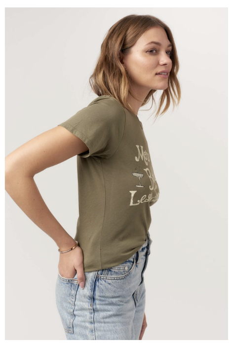 MORE BUBBLES LESS TROUBLES TEE - OLIVE