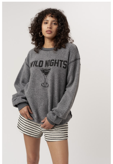 LAZY DAYS / WILD NIGHTS REVERSIBLE SWEATSHIRT - BLACK PEARL
