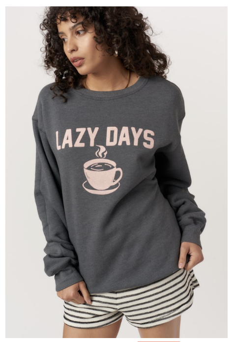 LAZY DAYS / WILD NIGHTS REVERSIBLE SWEATSHIRT - BLACK PEARL