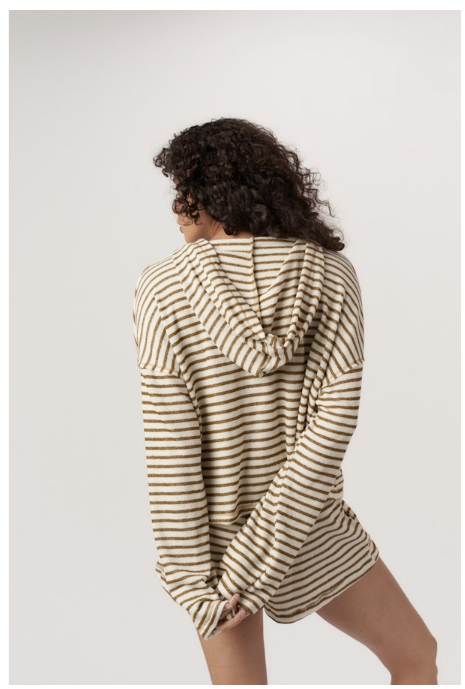 HOMETOWN TEXTURED STRIPED HOODIE - NATURAL + SPICE