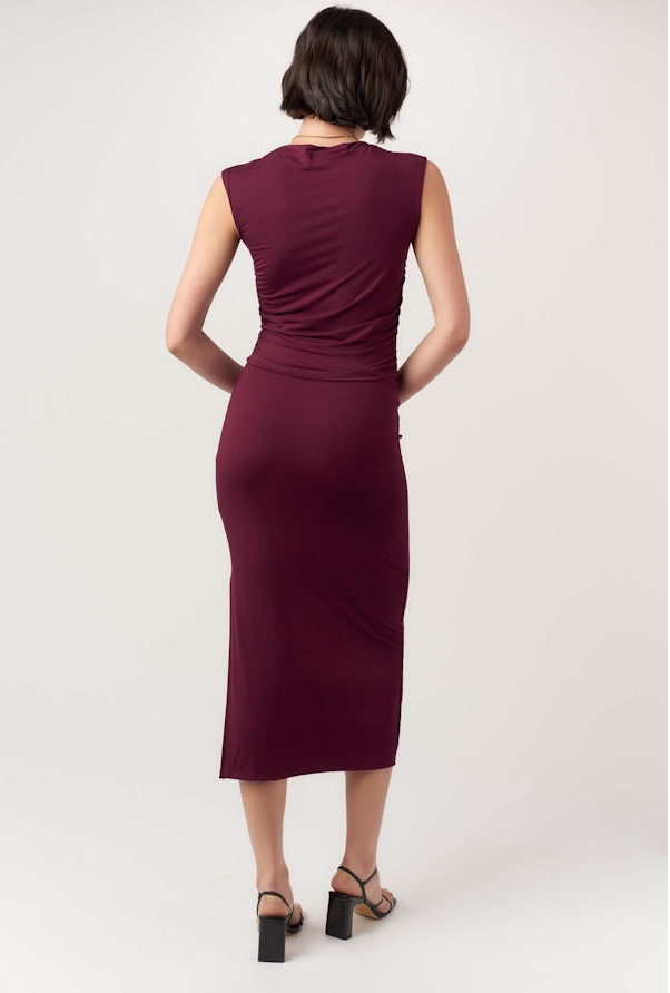 WALK AWAY SHIRRED TOP - ELDERBERRY
