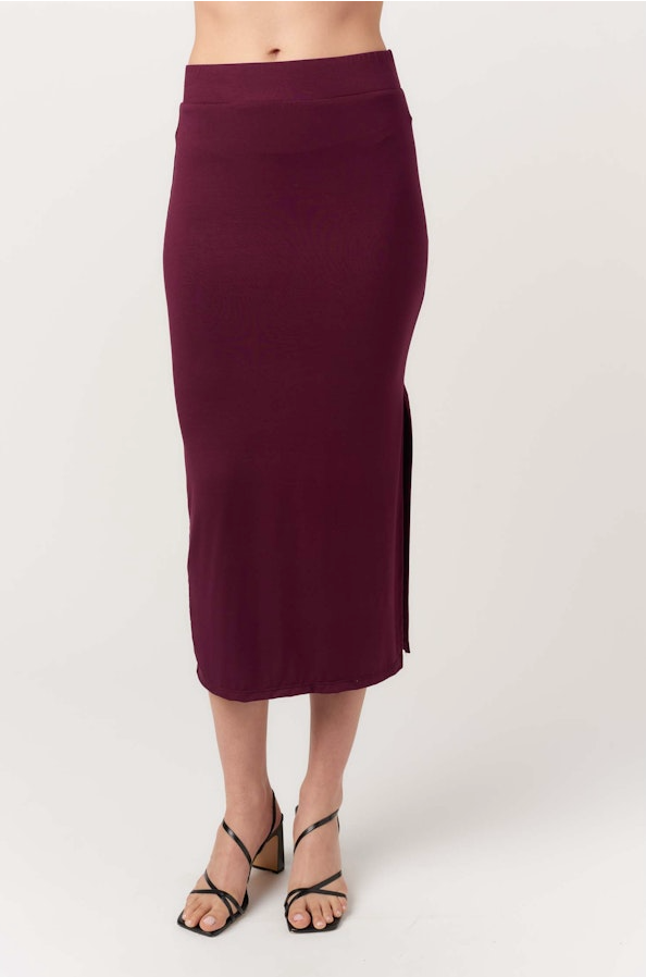WALK AWAY KNIT SKIRT - ELDERBERRY