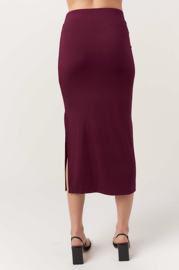 WALK AWAY KNIT SKIRT - ELDERBERRY