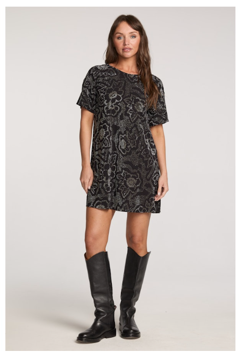 SHORT SLEEVE KOVE MINI DRESS - BLACK