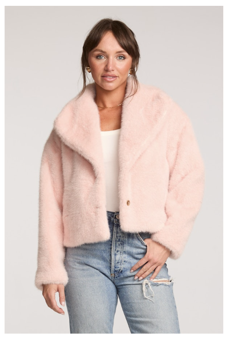 SILVIA VEGAN FUR JACKET - BUBBLE GUM PINK