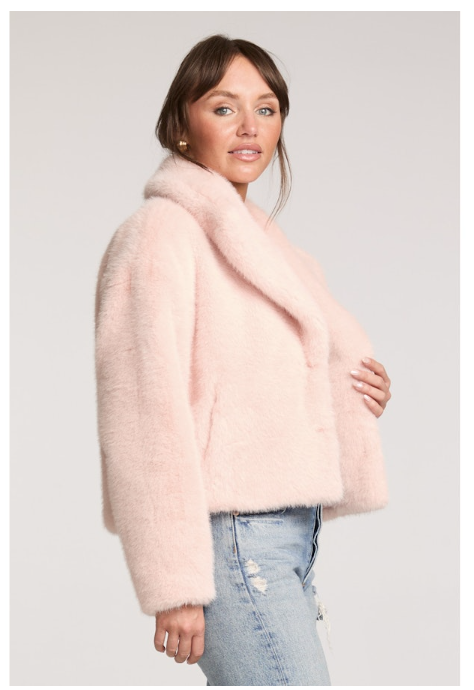 SILVIA VEGAN FUR JACKET - BUBBLE GUM PINK