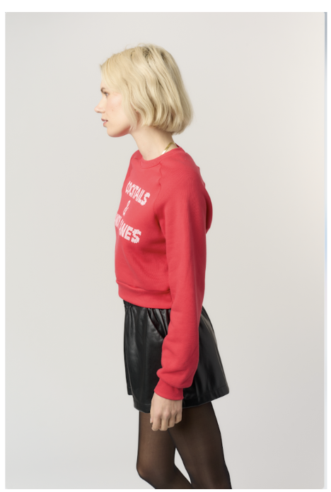 COCKTAILS + CANDY CANES CROP SWEATSHIRT - RED