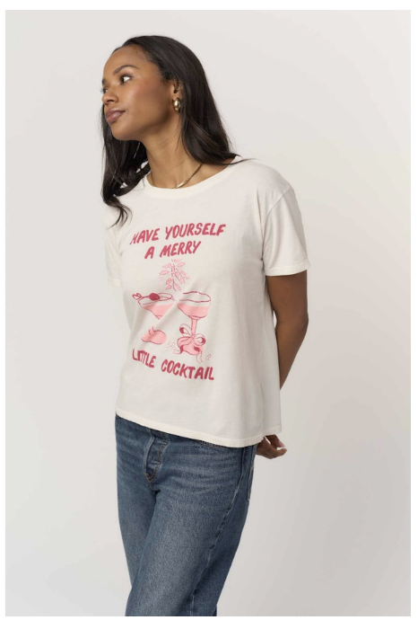 MERRY LITTLE COCKTAIL TEE - VINTAGE WHITE