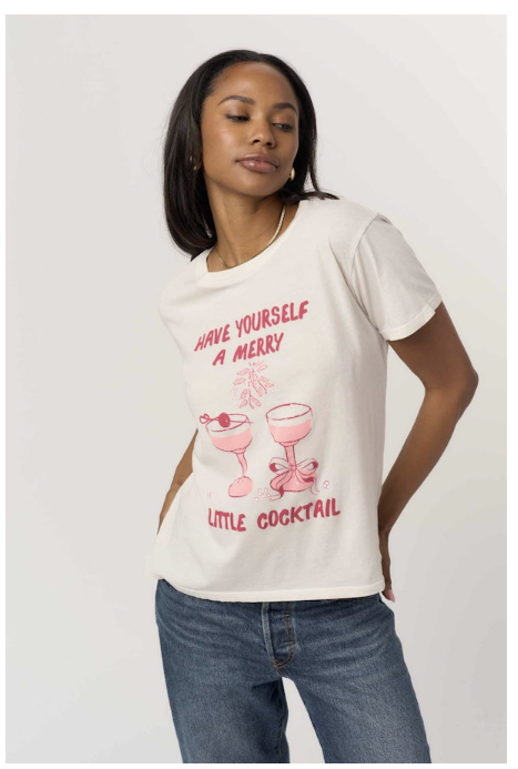 MERRY LITTLE COCKTAIL TEE - VINTAGE WHITE