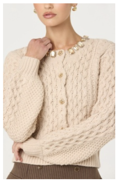 CATHRYN JEWELED CARDIGAN - CREAM
